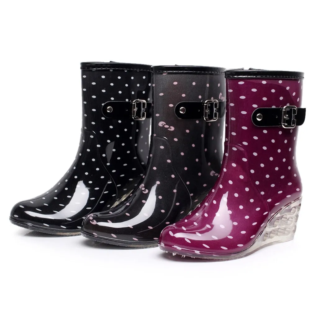 Женские сапоги до середины голени Нескользящие на танкетке Уличная обувь для