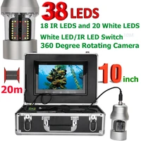 10 inch 20m50m100m underwater fishing video camera fish finder ip68 waterproof 38 leds 360 degree rotating camera