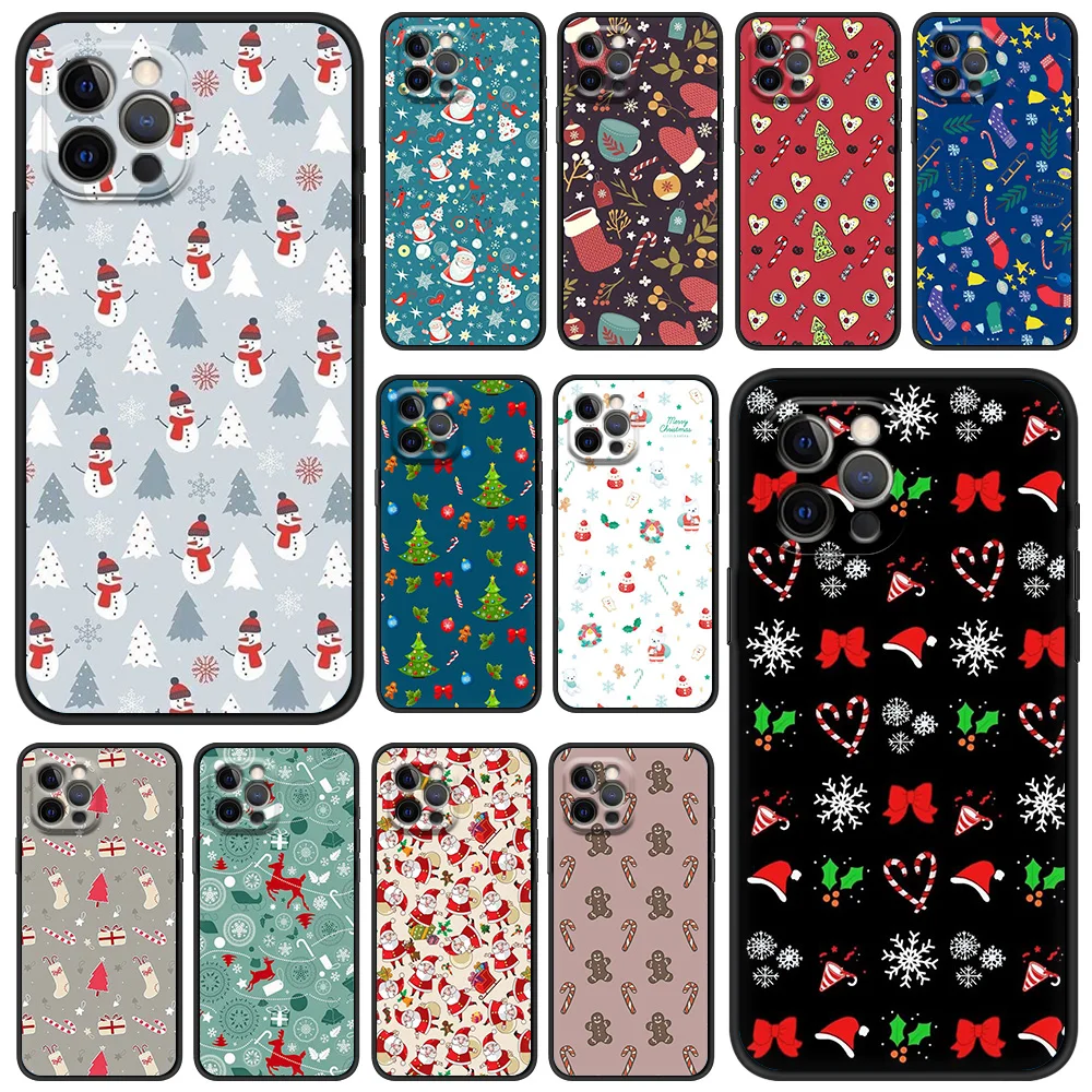 

Merry Christmas NEW Year Silicone Phone Case for iPhone 12 13 Pro Max XR XS X Soft TPU Cases for iPhone 11 7 8 Plus SE2020 Cover