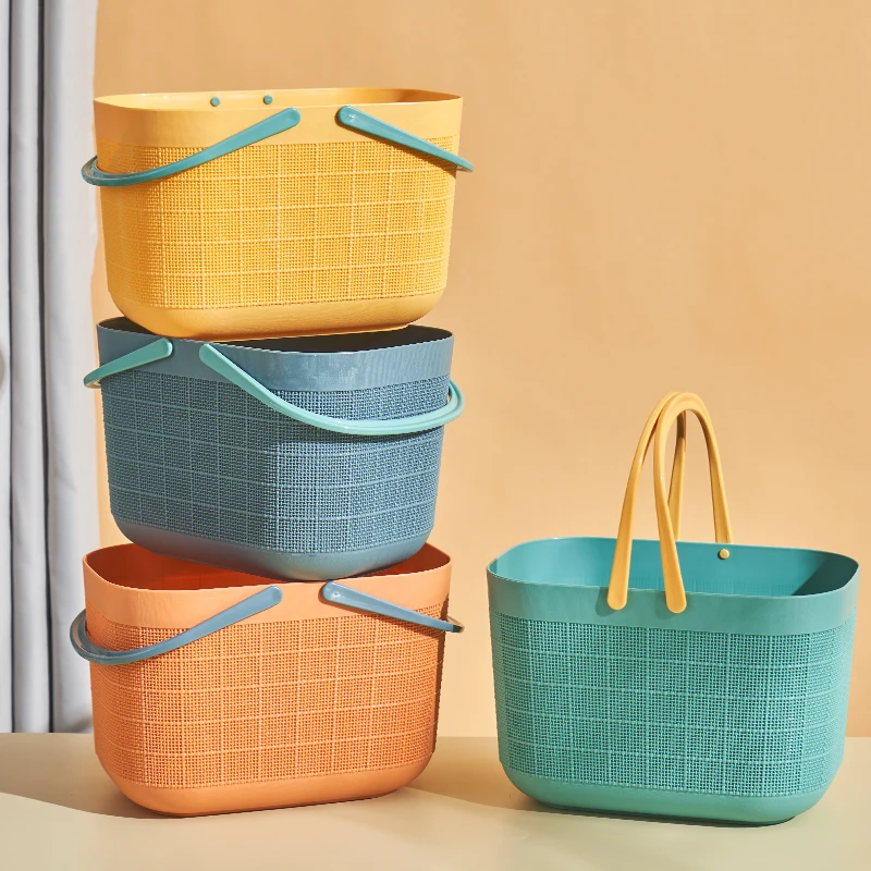 

Bath Basket Snack Storage Linen Pattern Bath Basket Portable Bathroom Cosmetic Wash Storage Basket Set Of 3