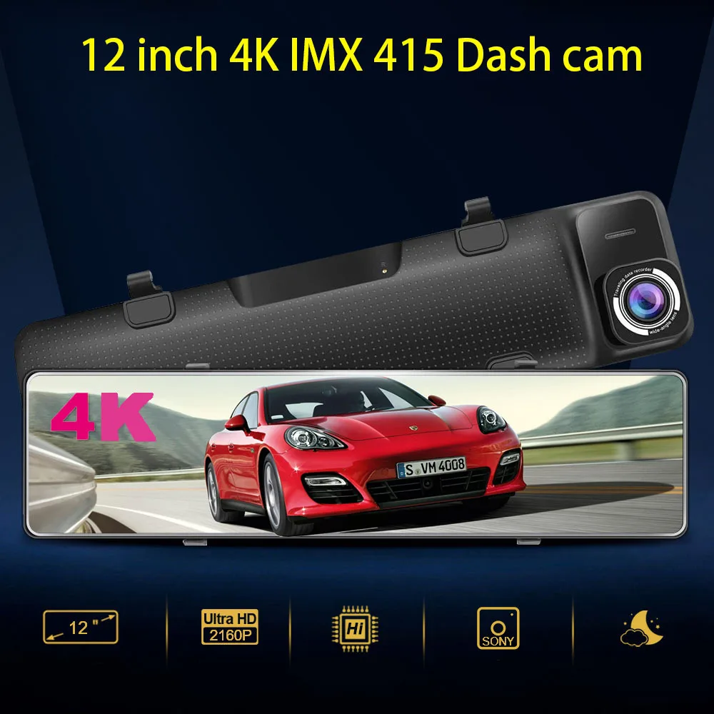 

OLPAY 12" HD 4K Car Dash Cam Rearview Mirror DVR Sony IMX415 G-Sensor Dash Camera Rear Camera Auto Registrar 24h Parking Monitor