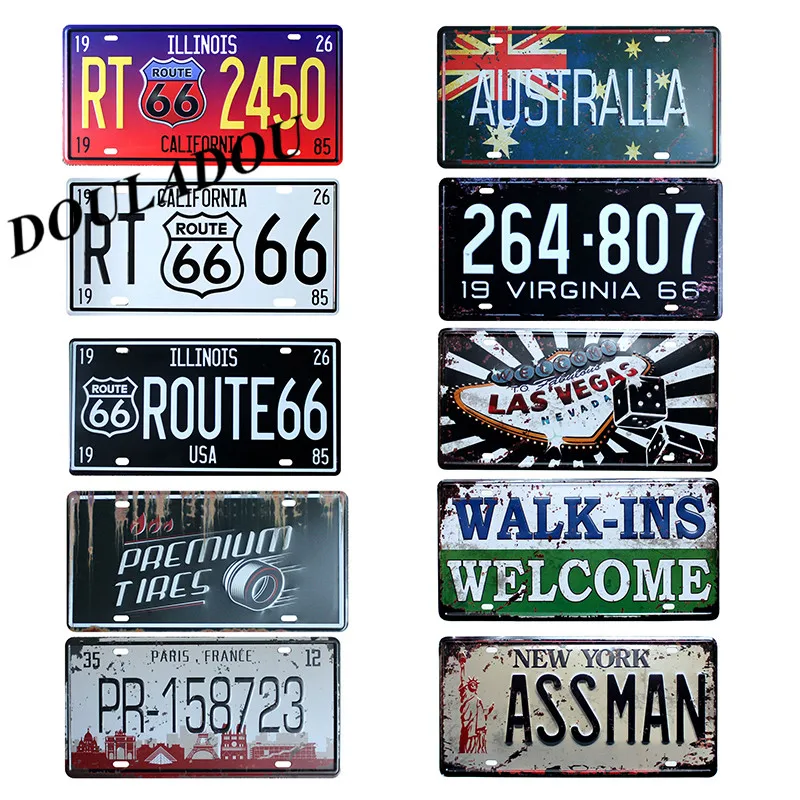 

[Douladou] USA Route66 Metal Tin Sign Office Decoration Home Decoration Decorative Ancient Wall-Paintings Decor for Bar 30x15CM