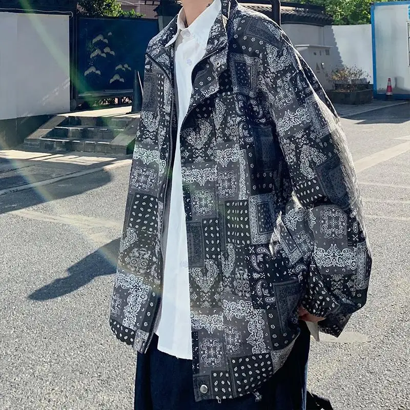 

Spring cashew flower jacket men's trendy large loose jacket