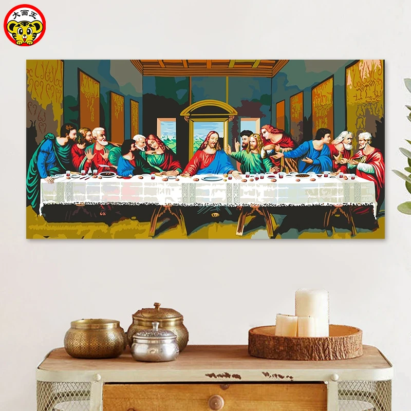 

painting by numbers art paint by number The Last Supper Jesus Christ Digital Painting Biblical story Da Vinci mural Decorative p