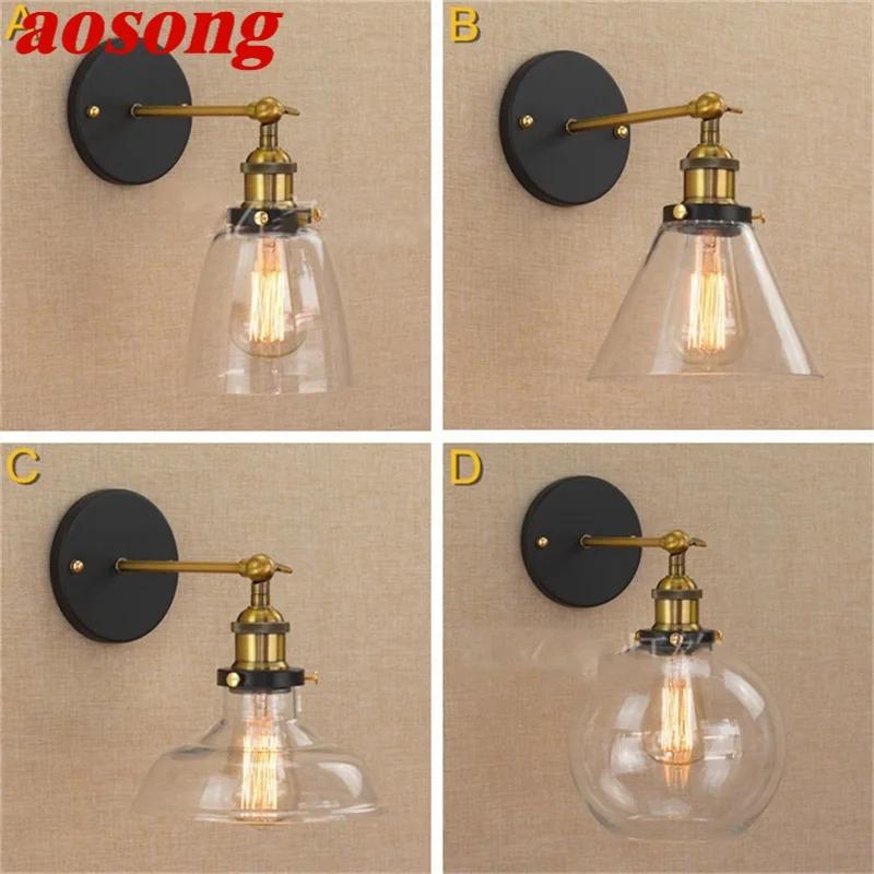 

AOSONG Retro Simple Wall Sconces Lamp Classical Loft LED Light Fixtures for Home Corridor Stairs Decoration