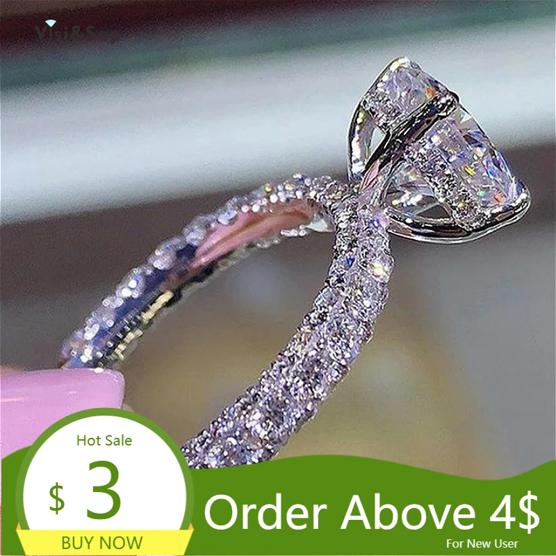 Лидер продаж сверкающее овальное круглое кольцо с цирконом Visisap в форме