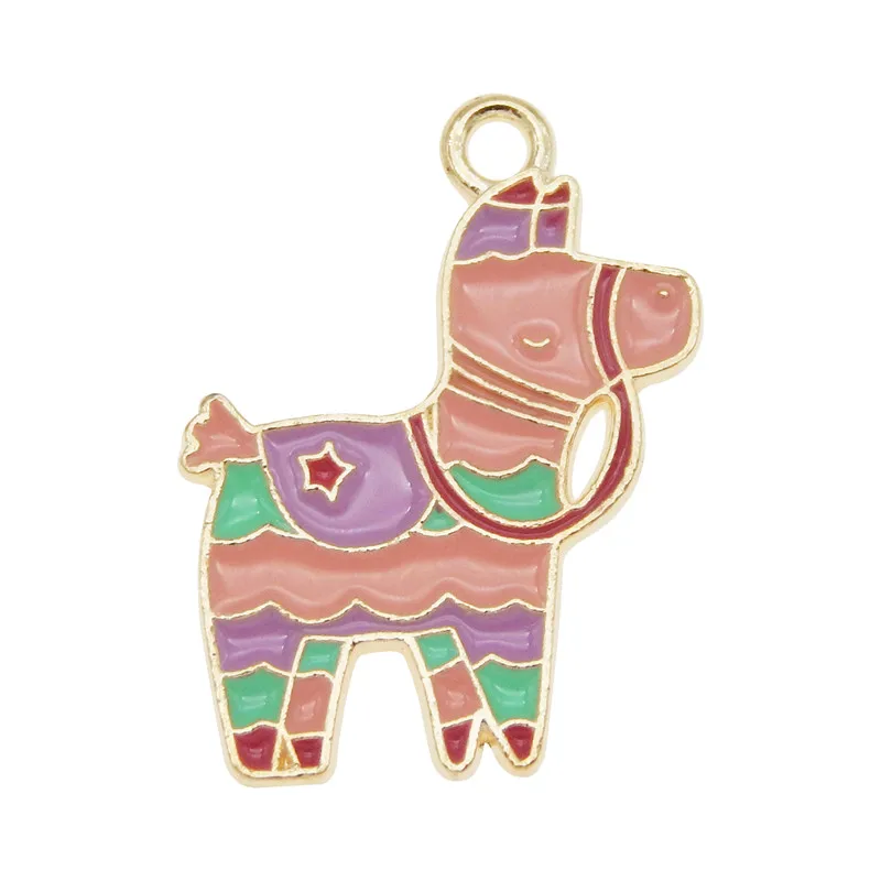 8 шт красочные животные лошадь сплав амулеты 27*19 мм ювелирное ожерелье серьги