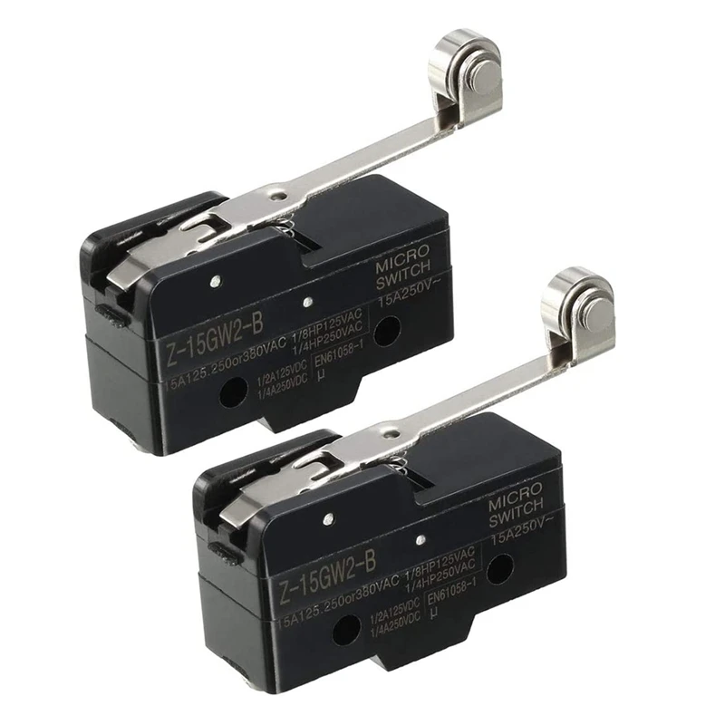 

NEW-2PCS Z-15GW2-B 1NO + 1NC Long Hinge Roller Lever Mini Action Switches