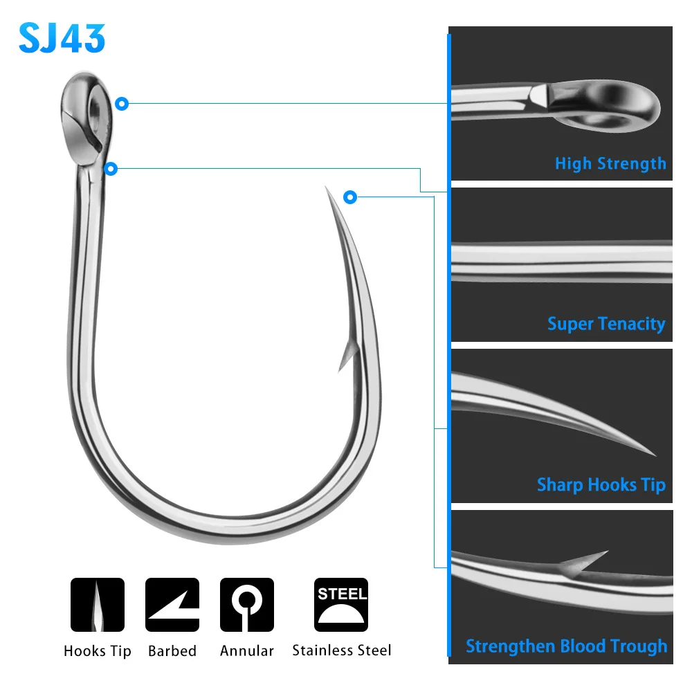 

Ufishing Big Game 5Pieces/Lot Preservative Carbon Steel Fishhooks for Sea Fishing Jig Hook