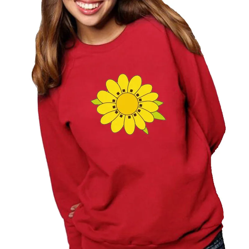 

Women Hoodie Sunflower Printed Hoodies Women Fleece Long Sleeve O Neck Loose Sweatshirt Girls Pullovers Winter