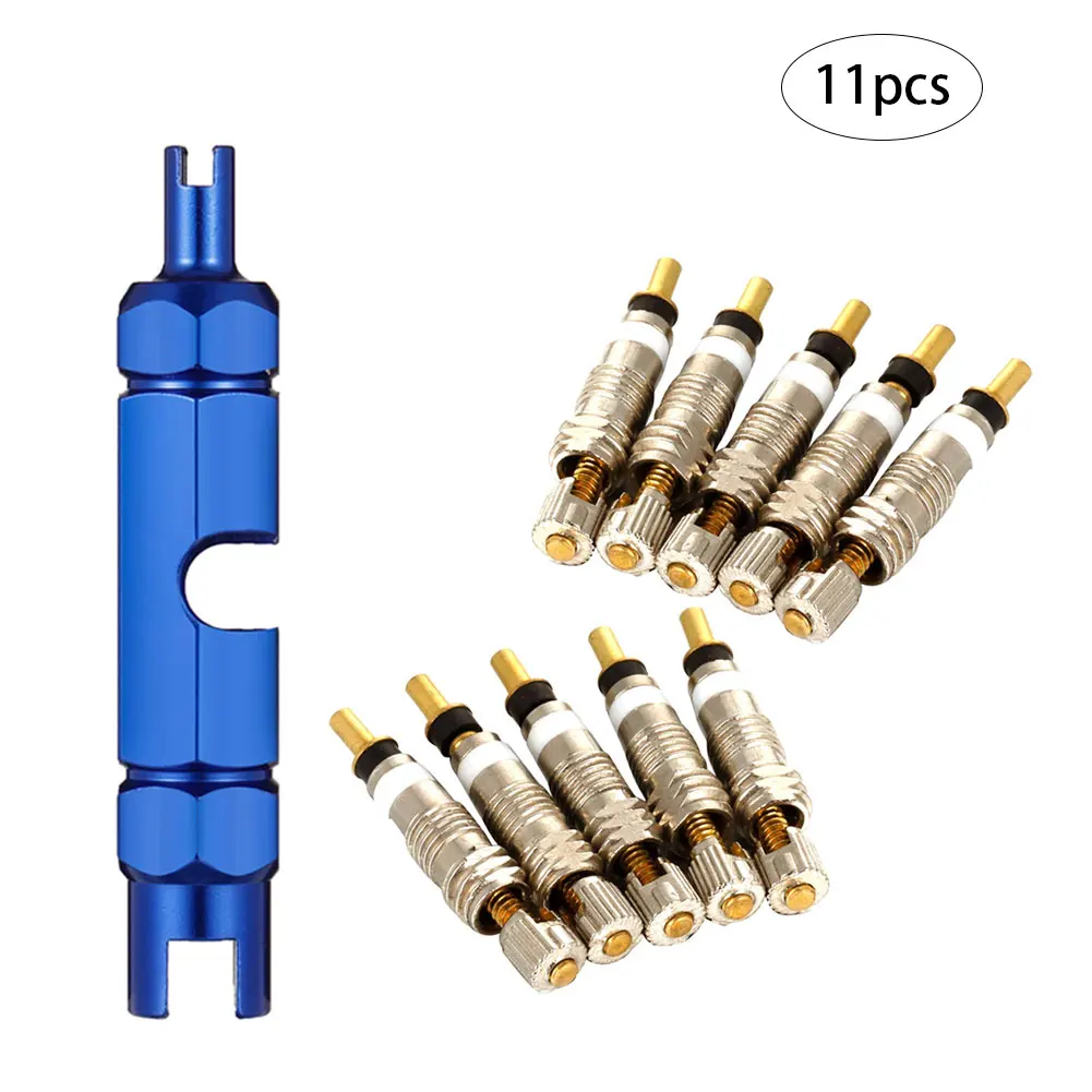 

11PCS Bicycle Tire Nozzle Wrench Multifunctional Valve Core Tool Double-head Portable Removal disassembly spanner Bike Repair