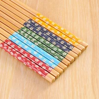 5 pairs reusable chinese classic wooden chopsticks traditional vintage handmade natural flower bamboo chopsticks sushi tools