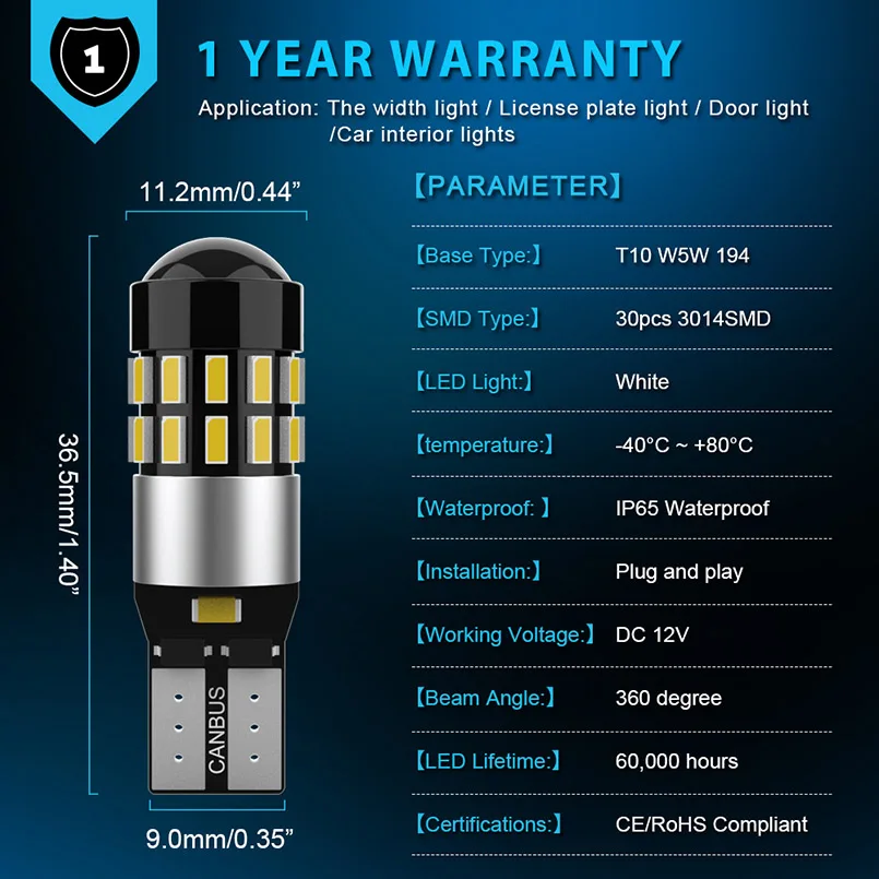 Katur 2 шт. T10 194 2825 168 W5W Led помощи при парковке просвет Автомобильные стояночные огни