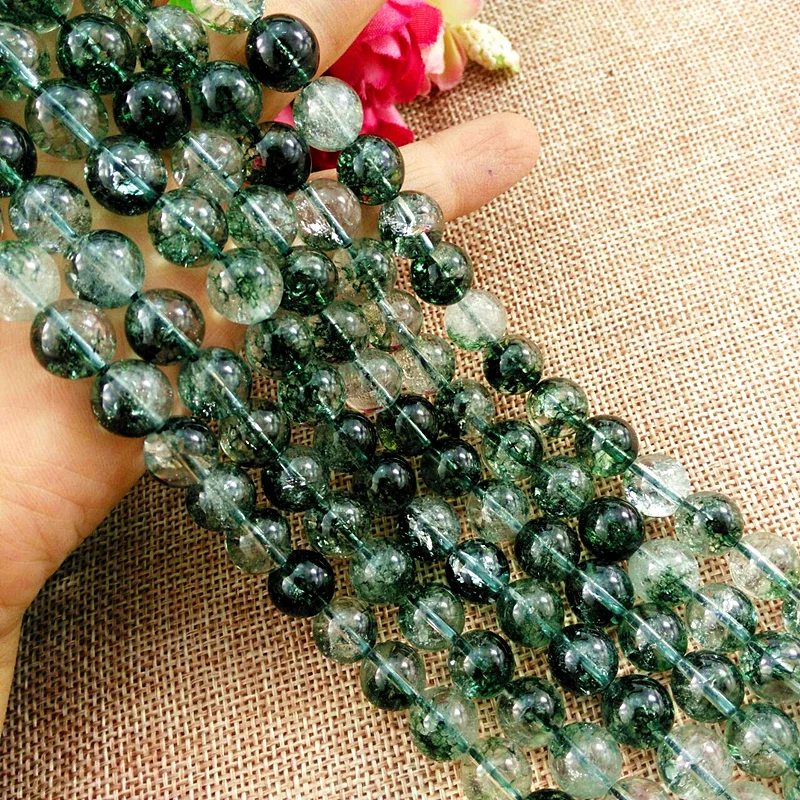 

Natural Green Phantom Stone Handmade Diy Bead Bracelet with Bodhi Accessories
