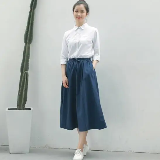 Новая весенняя женская Юбка миди с эластичной резинкой на талии женские