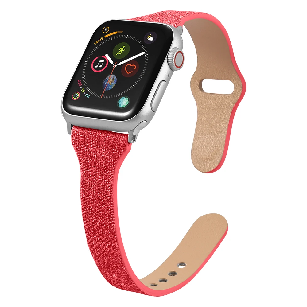 Наручный ремешок из натуральной кожи для Apple Watch 5/4/3/2/1/ Ультратонкий и дышащий браслет для умных часов Аксессуары для мужчин и женщин.