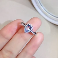 light blue topaz silver ring for office woman 5mm6mm natural topaz ring fashion 925 silver topaz jewelry