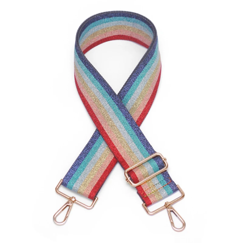 Ellovado Rainbow Colored Adjustable Obag Straps Nylon Belt Bag Strap Handbag Shoulder Bag Accessories for Women Handle Ornament