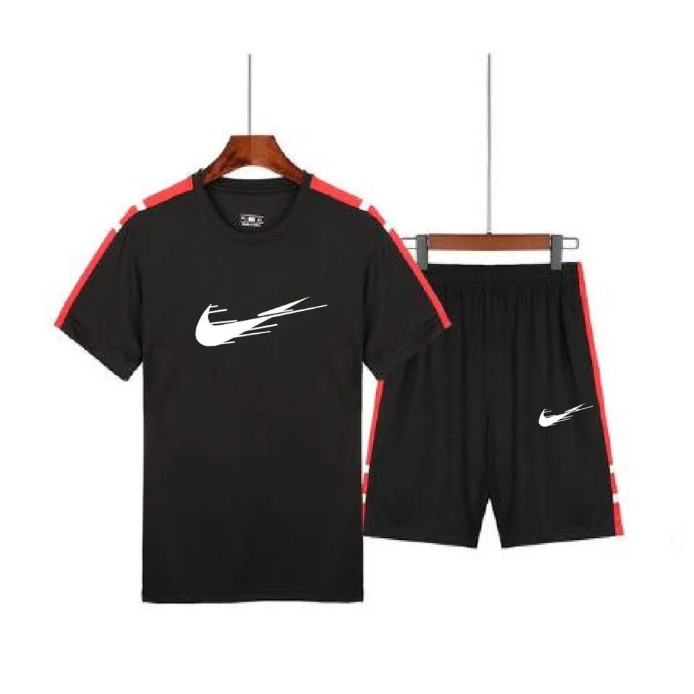 

2021 Hot Selling Men's T-shirt Short Sleeve + Pants Suit Casual Brand Summer T-shirt Breathable Ftness Fashionable Men's Sportsw