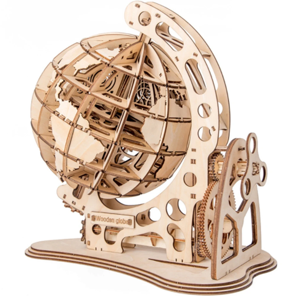 

Wooden Globe Puzzles 3D DIY Mechanical Drive Model Transmission Gear Rotate Puzzles Decoration Adults toys for children