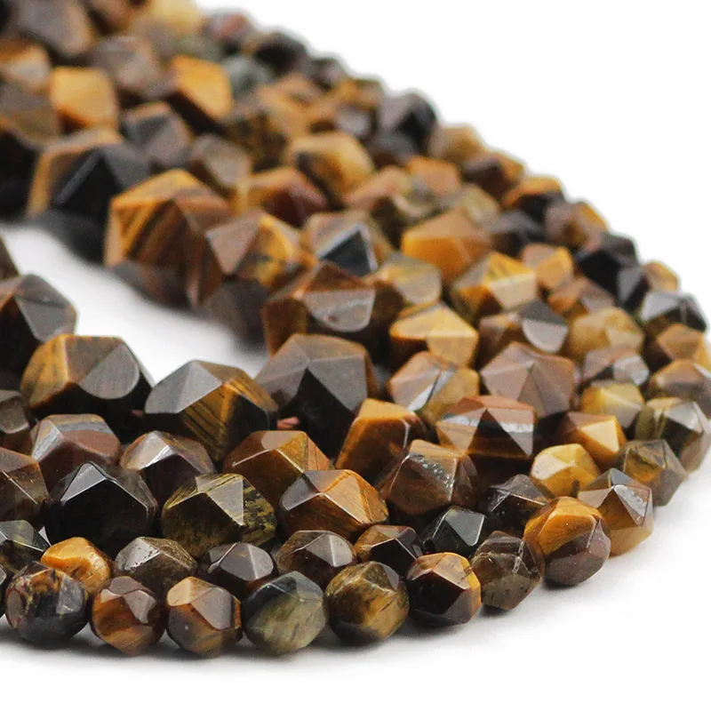 

6/8/10MM Natural Stone Yellow Faceted Tiger's eye Spacer Charm Loose Beads For DIY Jewelry Making Bracelet Necklace Accessories
