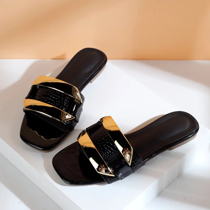 Сандалии женские из экокожи, босоножки на плоской подошве, с квадратной пряжкой, индивидуальные туфли в ретро стиле, удобные летние от AliExpress WW