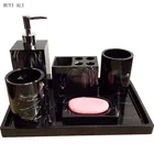 Набор аксессуаров для ванной комнаты 5 шт.6 шт., поднос из искусственного мрамора и смолы, мыльница, держатель для мыла, зубных щеток, дозатор мыла