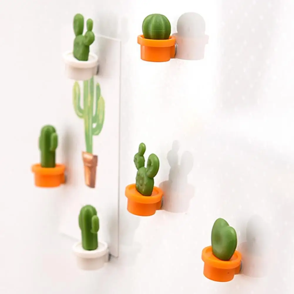 

6Pcs Fridge Magnets Cute Plants Shape Sticker Kitchen Cactus Magnet Button Fridge Accessories