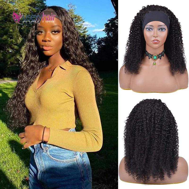 Бразильский вьющиеся парик с головной повязкой человеческие волосы 8 &quot 26&quot