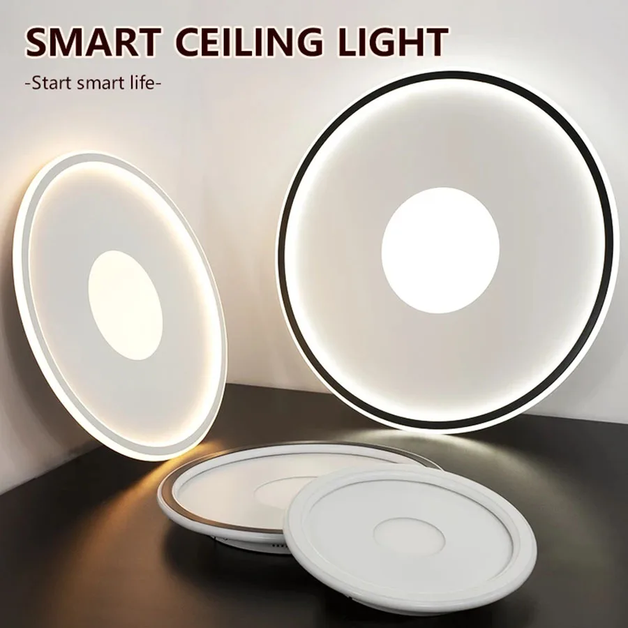 Lâmpada do Teto Sala de Estar Montagem em Superfície Led para Quarto Moderna Inteligente Pode Escurecido Luzes Luz Teto Redonda Iluminação Interior Ser