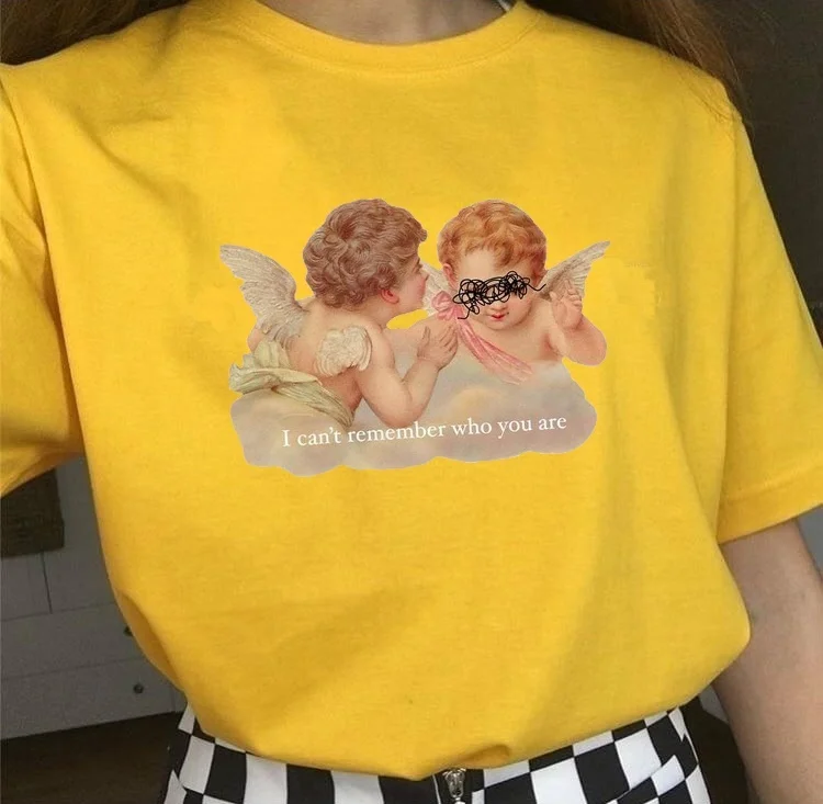 

Женская хлопковая футболка с коротким рукавом, с принтом «Ангел»