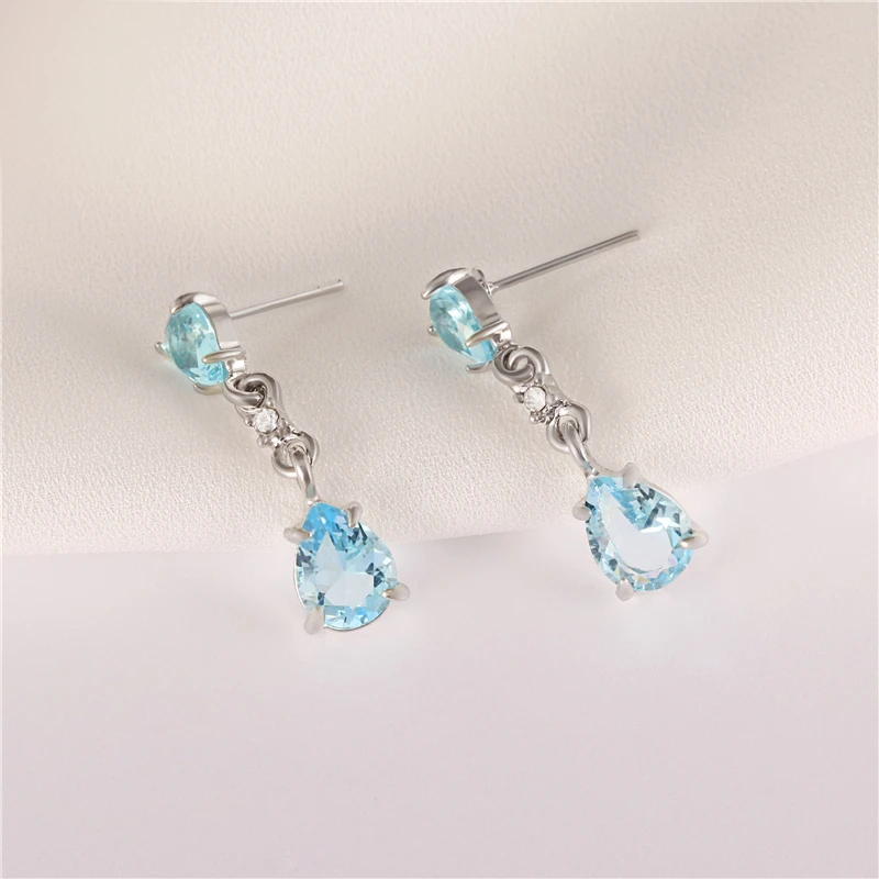 Женские хрустальные серьги-капли Canner длинные синие серьги с большим камнем