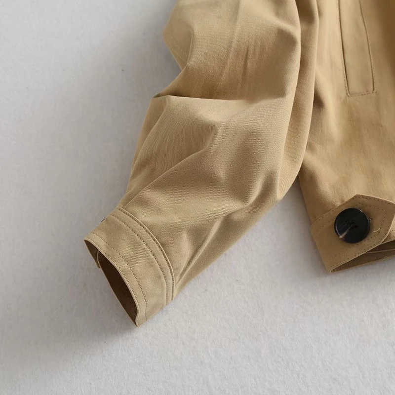 

Autumn Women 's Cotton Jacket Coat Solid Lapel Double-breasted Jackets Female 2021 New Spring Casual Ladies Coats Korean Style