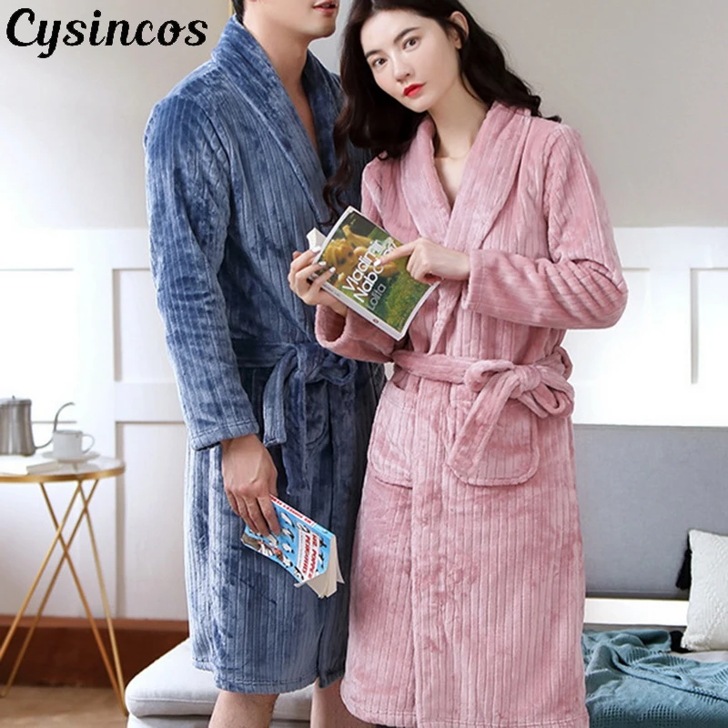 CYSINCOS мужские халаты фланелевый Халат v образный вырез длинный рукав Модный