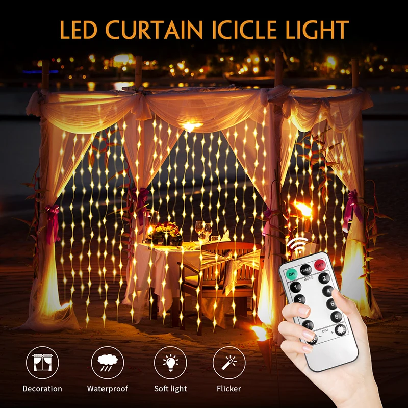 Светодиодный светильник занавеска струнный s 8 режимов 300 светодиодный пульт