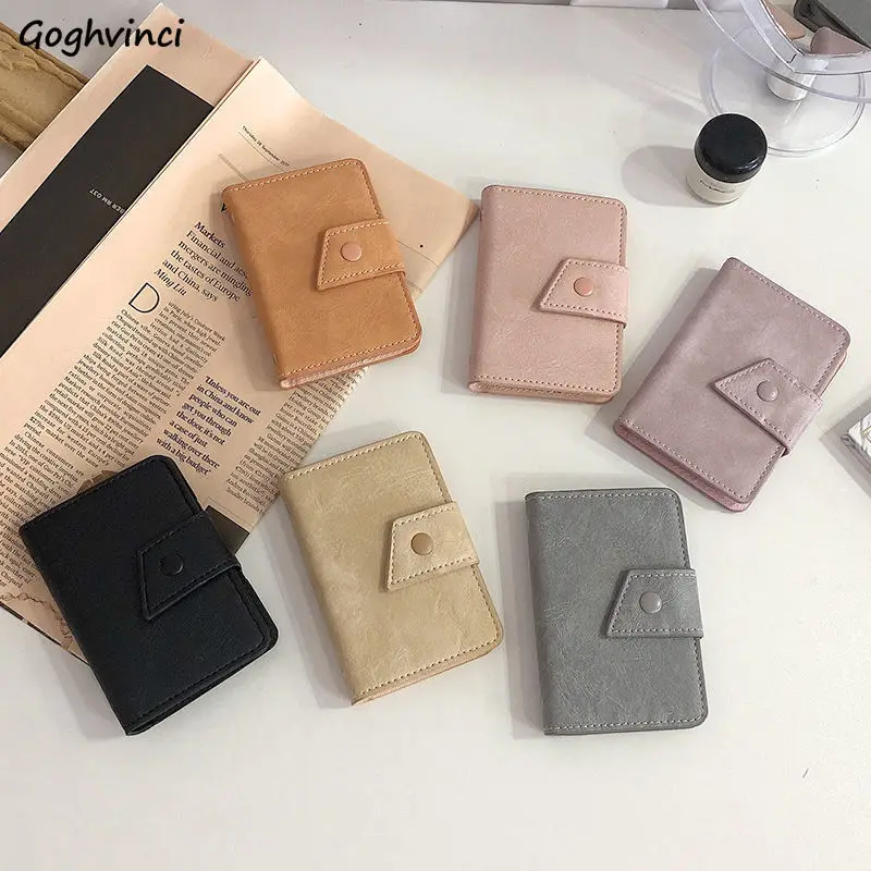 

Card Holders Women Vintage Retro PU Leather Simple All-match ID Cards Credit Cases Portable High Quality Fashion Casual Female