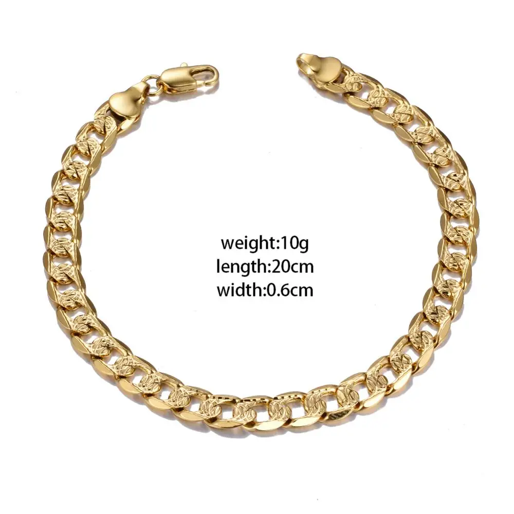 Мужской винтажный браслет WANDO золотой на руку с цепочкой Подарочный ювелирный