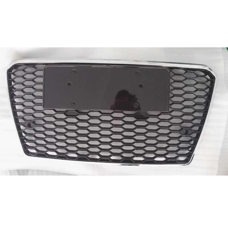

A7 RS7 Style Chrome Frame Black 4 Ring Front Bumper Mesh Grill Guard For Audi A7 RS7 S7 2012-2015