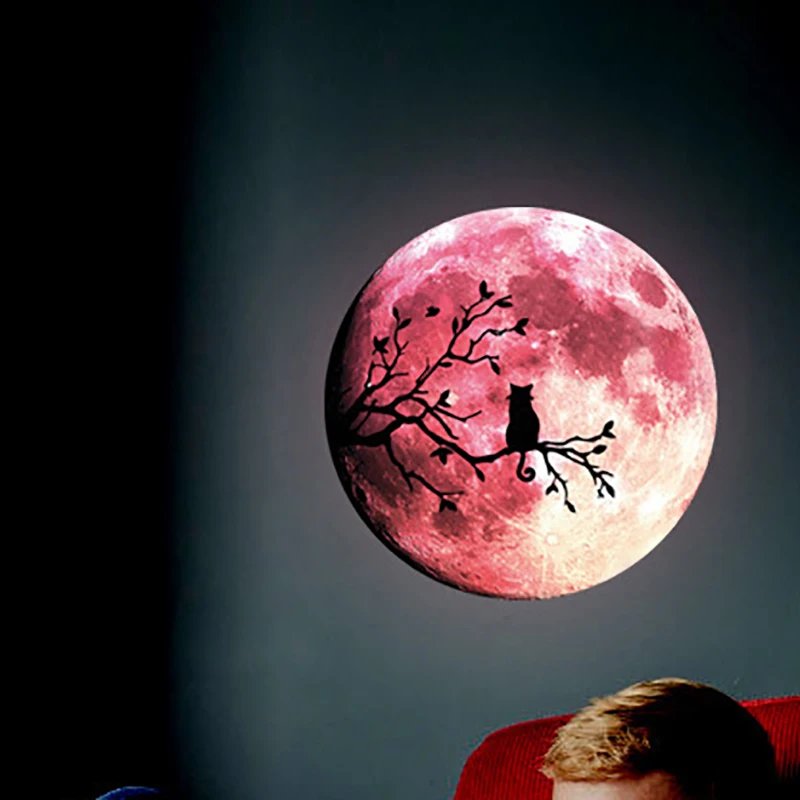 

Glow in the Dark Wall or Ceiling Moon Sticker-Luminous Decal Sticker for Simulated Planet Effect At Night-Black Tree Cat