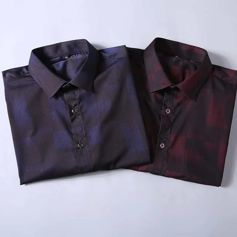 

Autumn new men's Plus Size Plaid printed long sleeve shirt