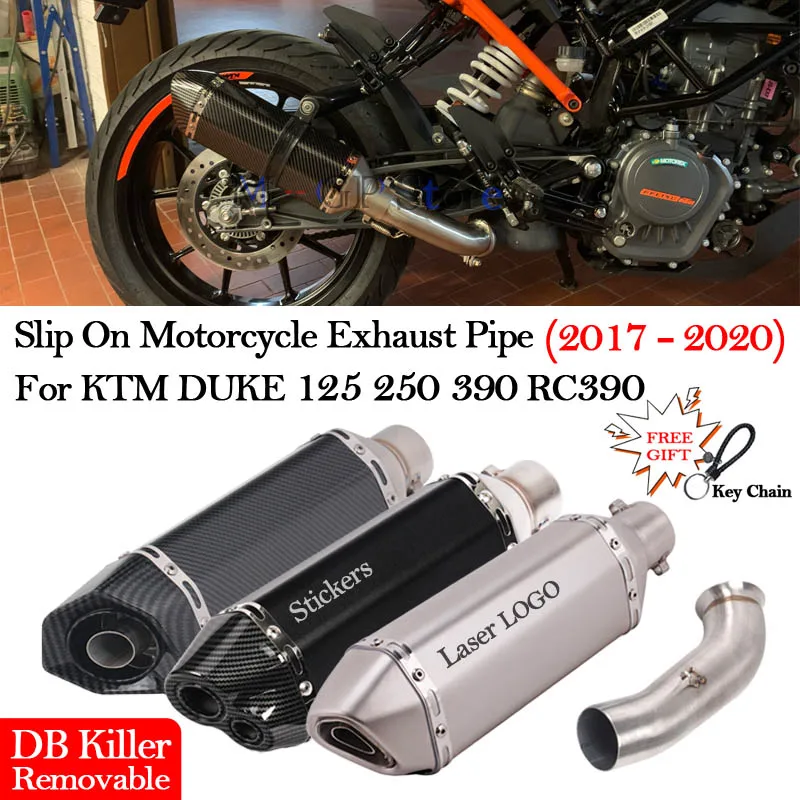 Slip on 51mm silenziatore del sistema di scarico del motociclo fuga tubo di collegamento centrale modificato per DUKE 125 250 390 RC390 2017 18 19 2020 anni