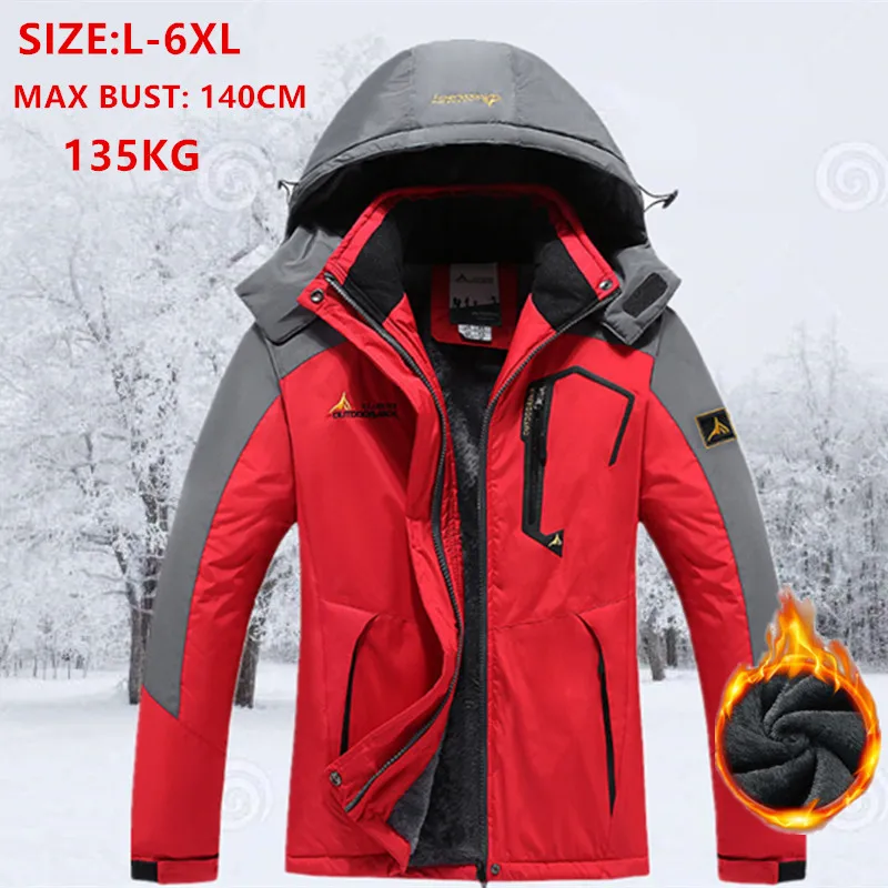 Мужские куртки с капюшоном размера плюс 5XL 6XL зимняя флисовая Вельветовая теплая