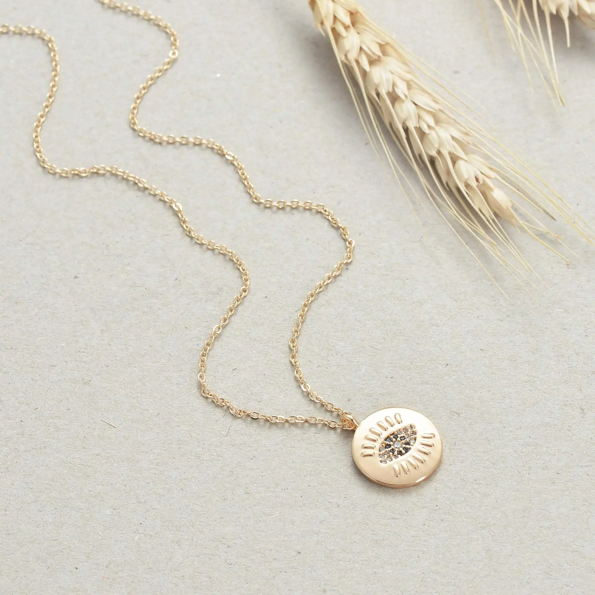 Синий с клипсами Дурной глаз кулон ожерелье для женщин в винтажном стиле