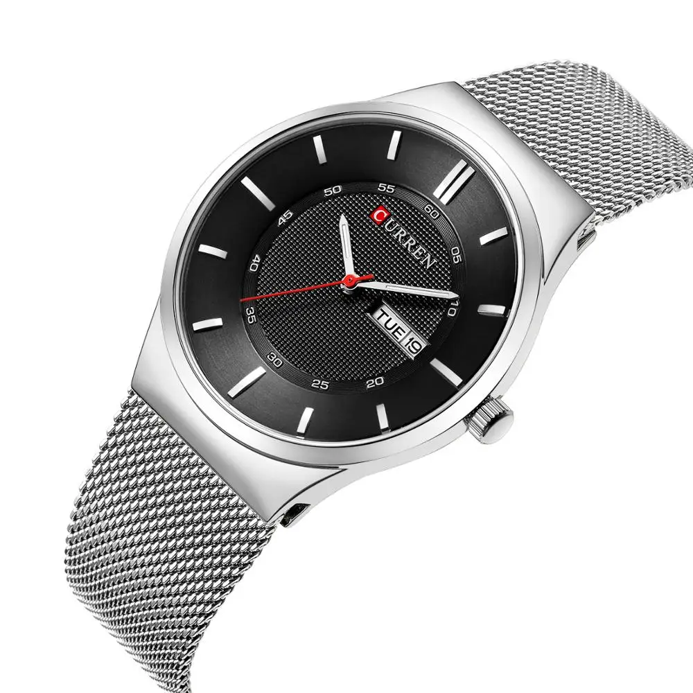 

CURREN Men's Silver Stainless Bracelet Quartz Watch Fashion Business Waterproof Hardlex Sport Wrist Watch Erkek Kol Saati Clock