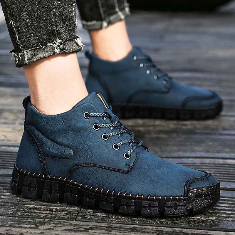 Мужские зимние ботинки из натуральной кожи черные удобные утепленные