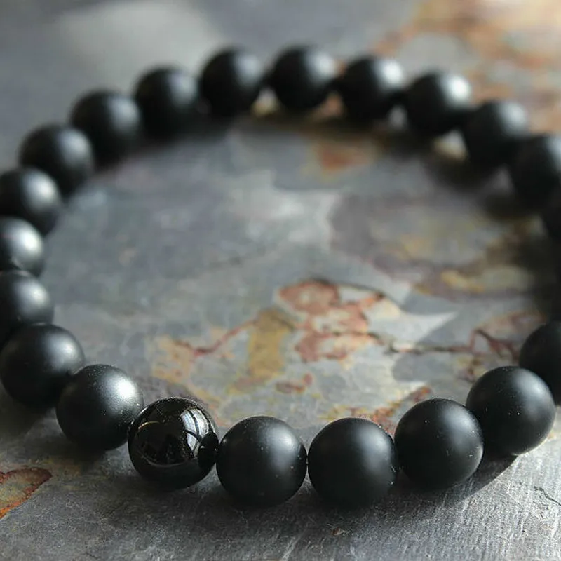 Браслет из бисера матовый черный оникс 8 мм подарок для мужчин и женщин 2019 |