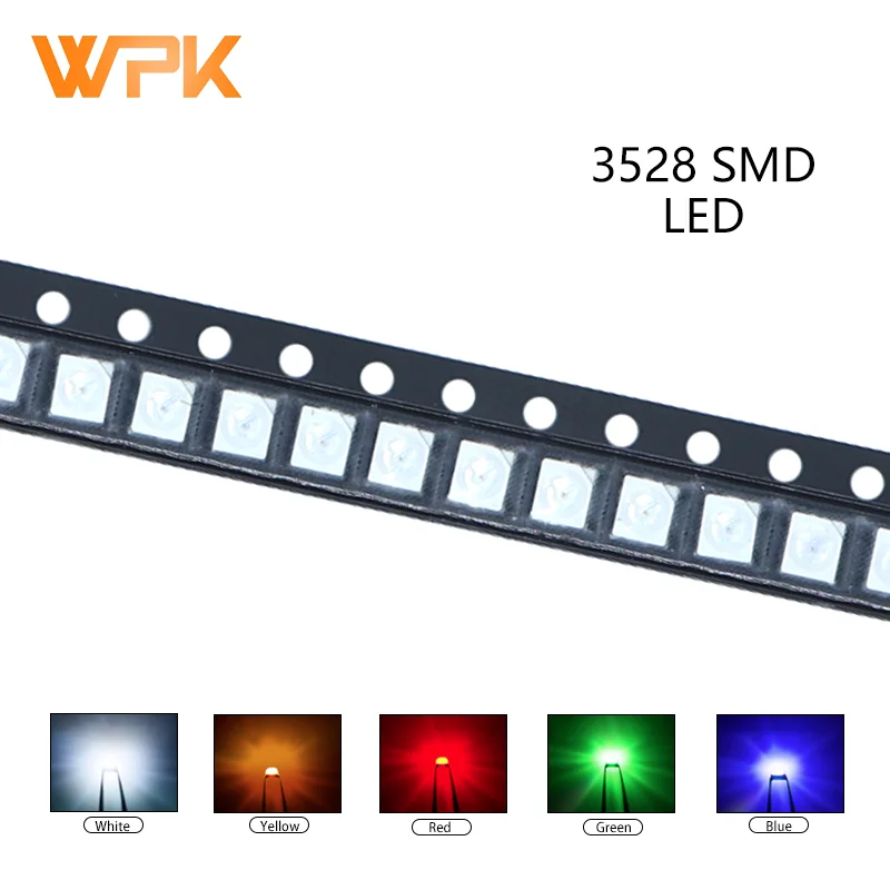 100 шт. 3528 SMD LED красный желтый и зеленый цвета белого синего оранжевый UV светильник