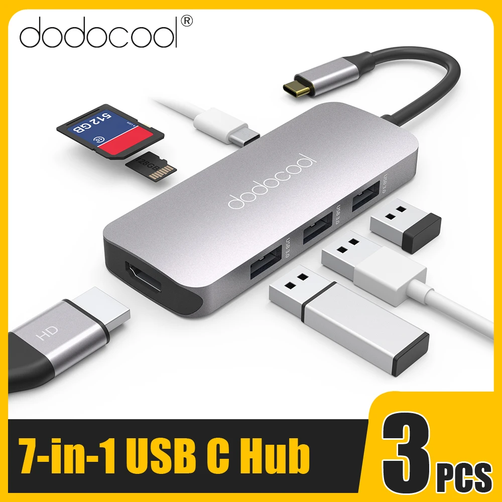 Многофункциональный USB концентратор dodocool 7 в 1 3 шт. 4K HD выход SD/TF PD зарядка порта 0