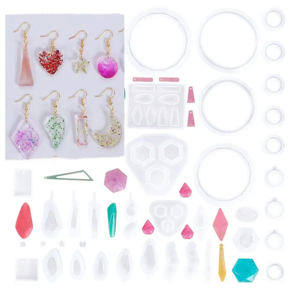 

39Pcs/Set Mix Pendant Earring Silicone Mold for Epoxy Jewelry Tool Casting Mold UV Epoxy Resin Silicone Molds for Resin