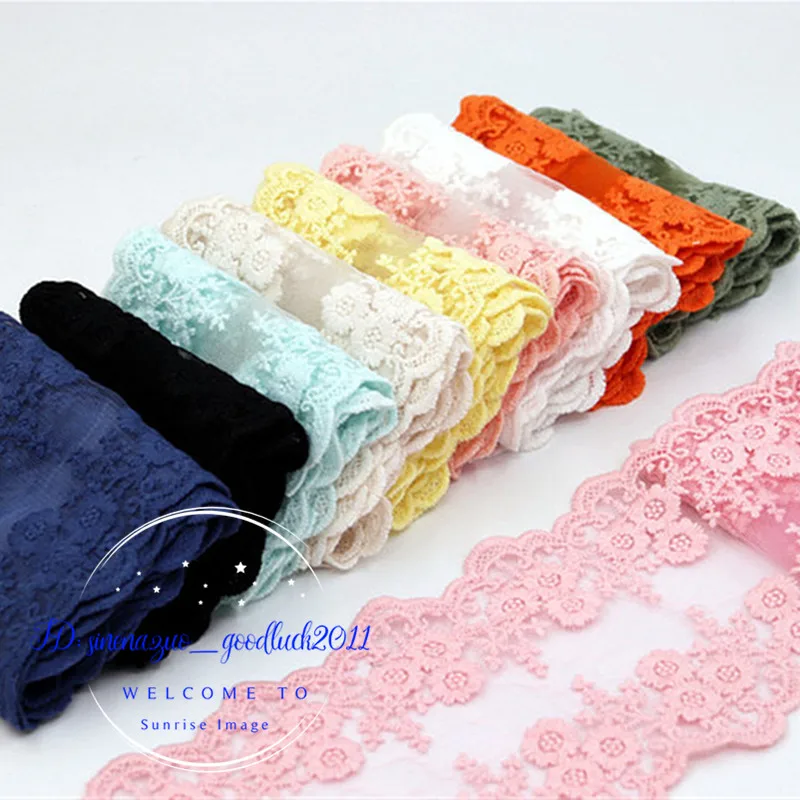 

1 Yard,Double Edge Scalloped Flowers Cotton Embroidered Lace Trim Ribbon Trimming Tulle Fabric Sewing Decoration DIY Crafts FL03